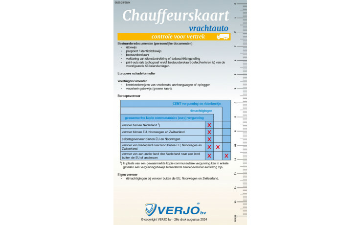 Chauffeurskaartje goederenvervoer